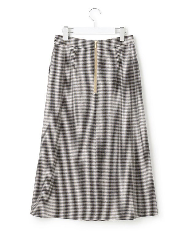 23区 ウールミルドストレッチ チェック フロントタックAラインスカート キャメルチェック