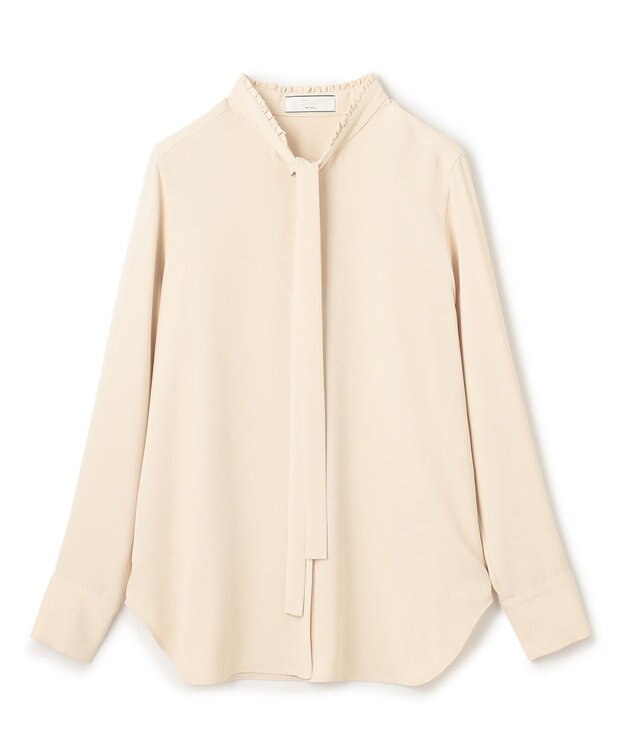 BEIGE， 【洗える・L-size】EVA / ボウタイロングスリーブブラウス Sheer Orange