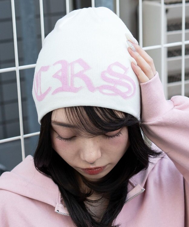 WEGO スプレープリントビーニー ホワイト