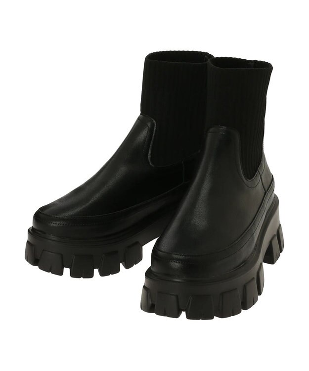 Green Parks ・ｍｉｎｉａ　ニットコンビブーツ Black