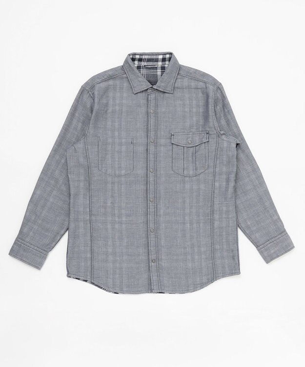 JOSEPH ABBOUD 【キングサイズ】リバーシブルチェック シャツ サックスブルー系