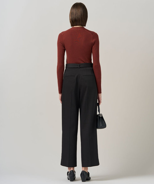 ICB L 【裏起毛】 ウォームサテン ワイドストレートパンツ ブラック系