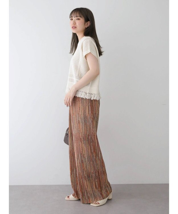 Green Parks 裾フリンジメッシュニットプルオーバー Off White