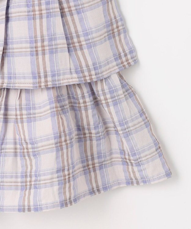 ANY KIDS 【洗濯機可能】ティアード チェックスカパン ブラウン