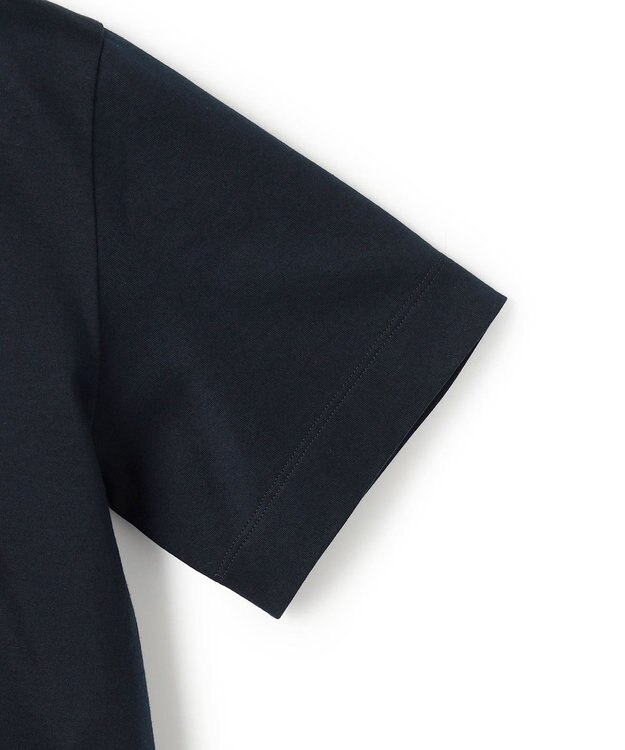 BEIGE， TORENIA / レザーポケットコットンクルーネックTシャツ Navy×Camel