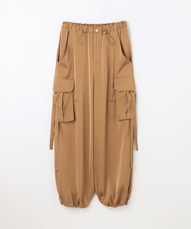 GRACE CONTINENTAL サテンカーゴパンツ キャメル