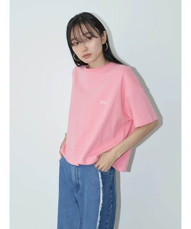 earth music&ecology Ｌｅｅ×ｅ．ｍ．ａ．ｅ　ＢＡＣＫ　ＰＲＩＮＴ　ＴＥＥ Pink
