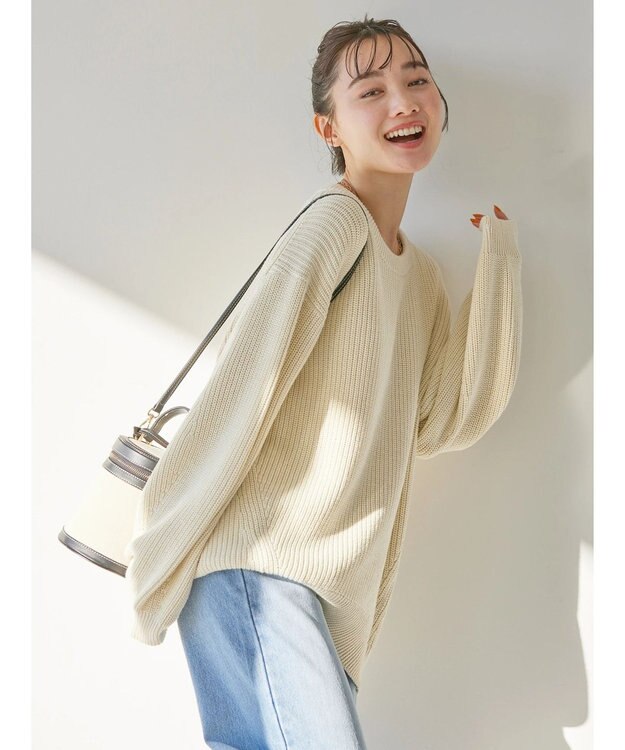 AMERICAN HOLIC 片畦クルーネックニットプルオーバー Ivory