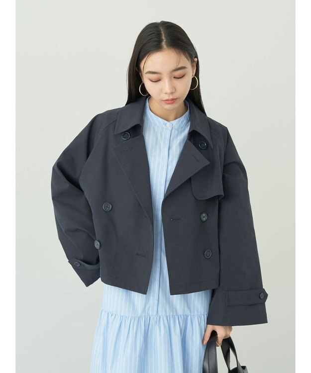earth music&ecology ショートトレンチコート Navy