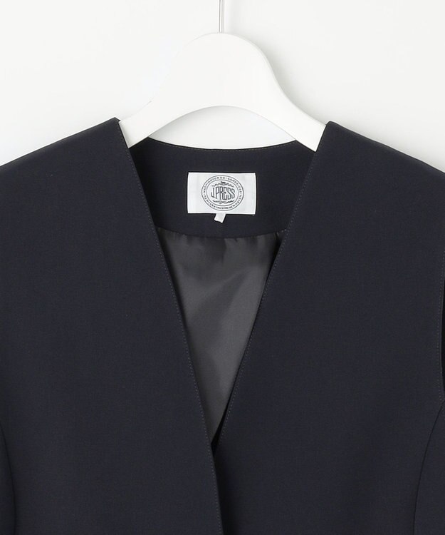 J.PRESS LADIES L 【洗える】T/Rアルガンシルク ジレ ネイビー系