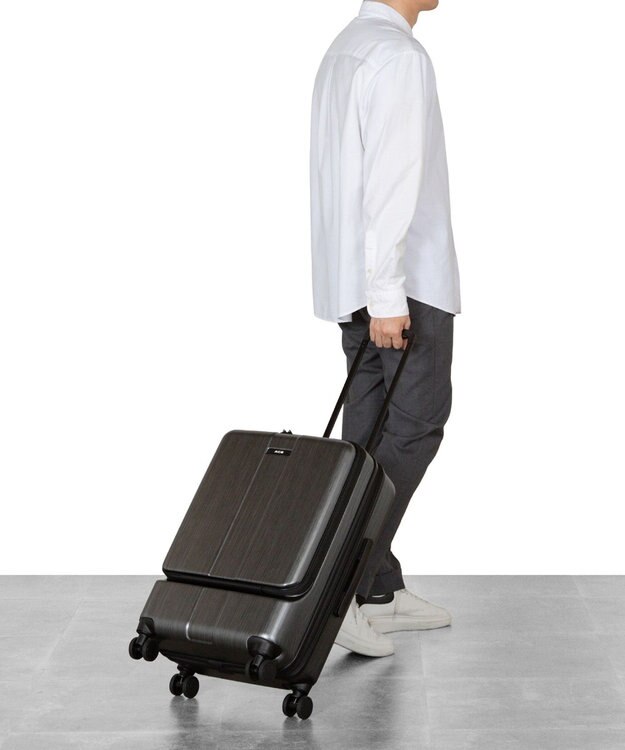 ACE BAGS & LUGGAGE ACE フォールズ スーツケー  4~5泊目安 フロントポケット・キャスターストッパー機能付き 06906 エース ガンメタリックヘアライン