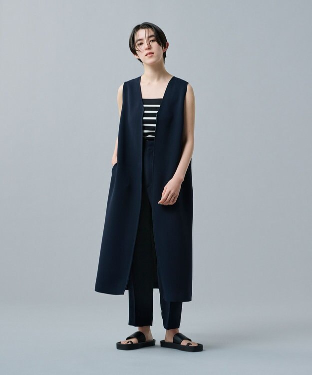 uncrave ウォッシャブル ダブルクロス パンツ ネイビー