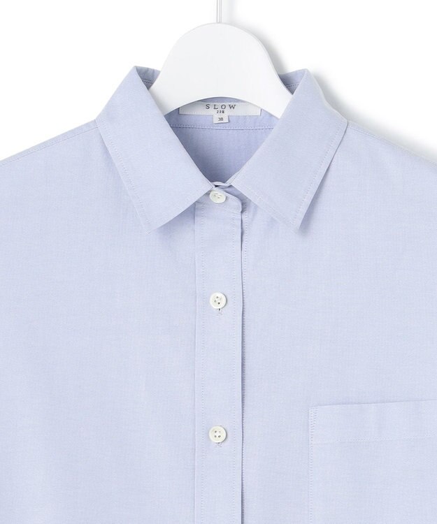 23区 【SLOW/一部店舗限定】コットンオックス シャツワンピース サックスブルー
