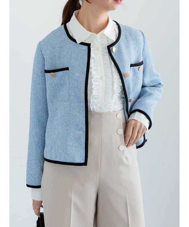 Te chichi ライトツイードバイカラージャケット《2026 spring catalog item》 ブルー