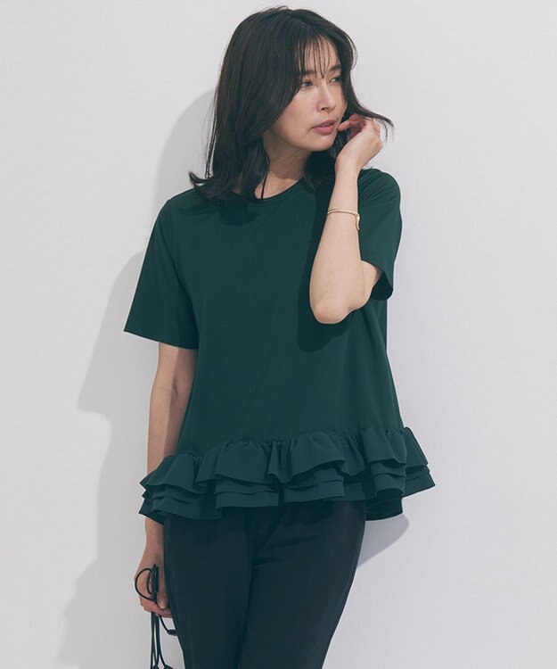 UNFILO BEAUTY FORM-T フリルヘム Tシャツ グリーン