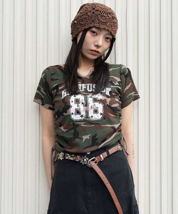 WEGO キーネックサイドレースアップちびT 柄5