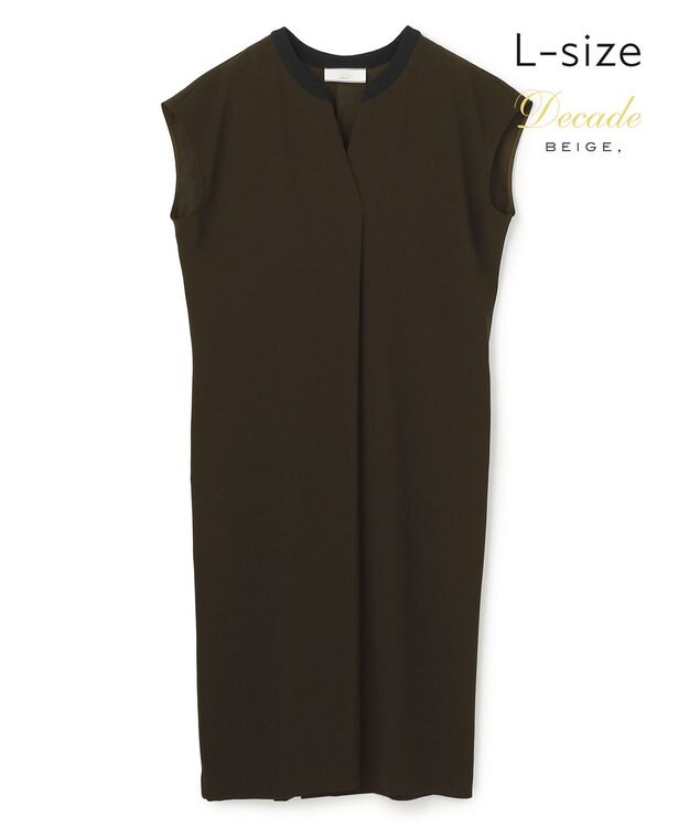 BEIGE， 【Lsize・セットアップ対応】CINDY / 配色ネック フレンチドレス Brown ×Black
