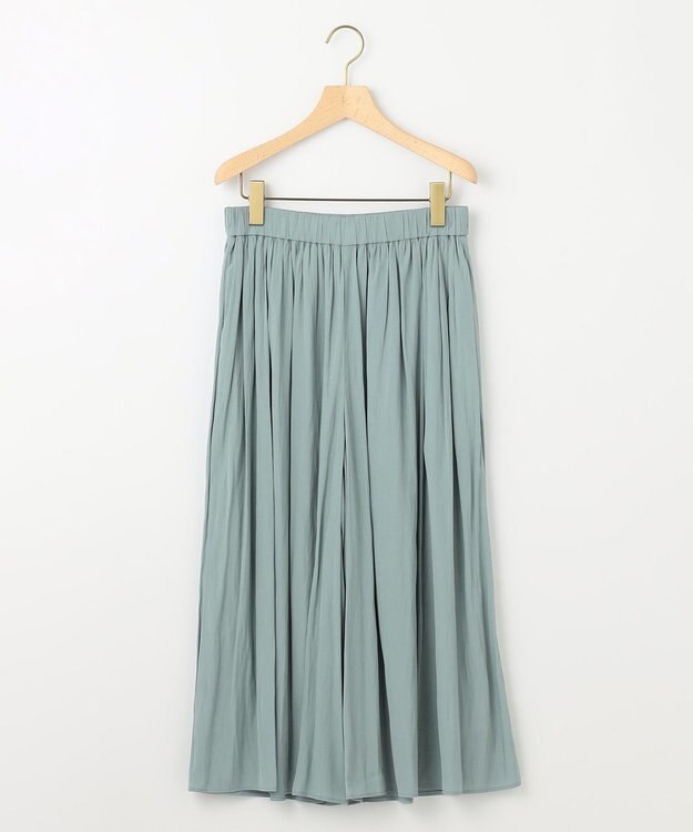 組曲 L 【春夏のNEWカラー登場】ギャザーライトデシン パンツ スモーキーグリーン系