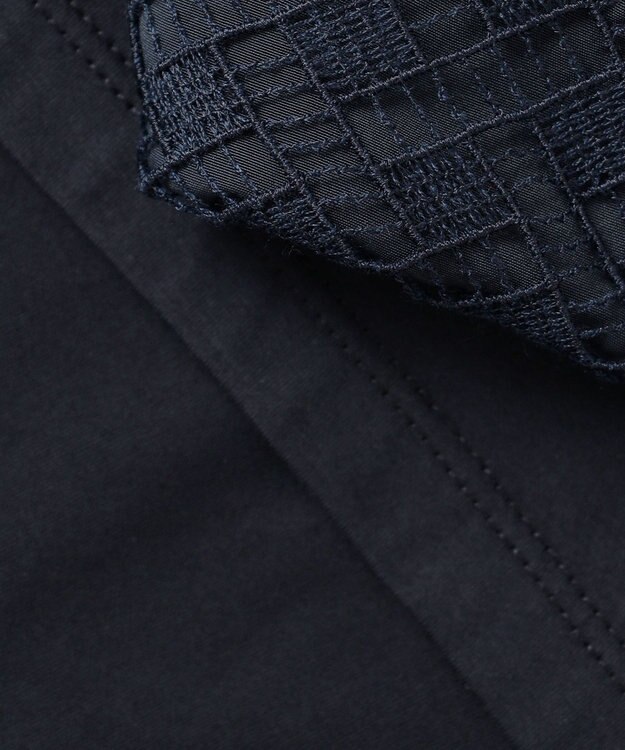 J.PRESS LADIES プレーティングジャージー レース襟 カットソー ネイビー系