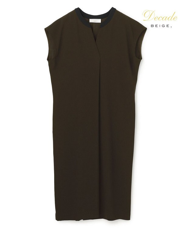 BEIGE， 【セットアップ対応】CINDY / 配色ネック フレンチドレス Brown ×Black