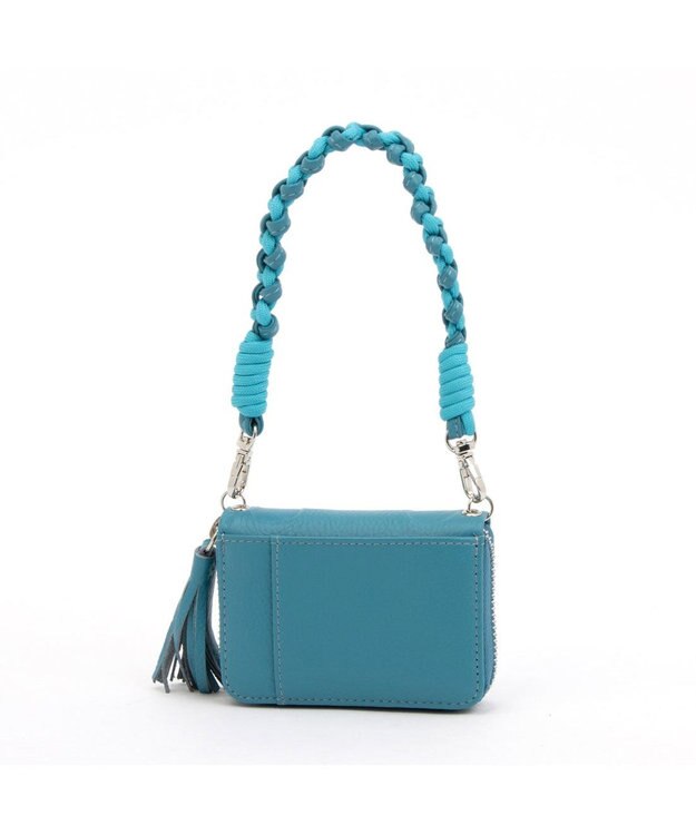 UNBILLION ペルケ perche / ドット型押し・ジャバラチャームウォレットショルダー サックスブルー