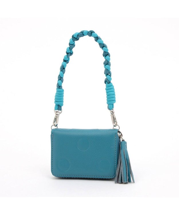 UNBILLION ペルケ perche / ドット型押し・ジャバラチャームウォレットショルダー サックスブルー