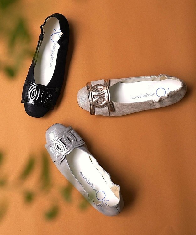 nouvelleRobe Oū 新色追加【本革・高反発】Chain Buckle Ornament スクエアトゥパンプス シルバー
