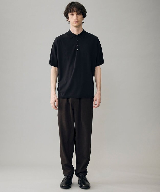 UNFILO MENS リネンライク イージーテーパード ブラウン