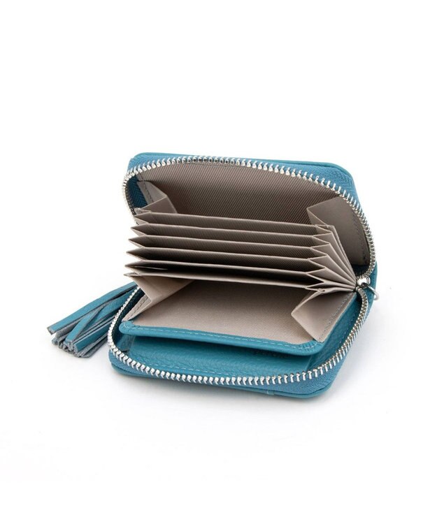 UNBILLION ペルケ perche / ドット型押し・ジャバラチャームウォレットショルダー サックスブルー