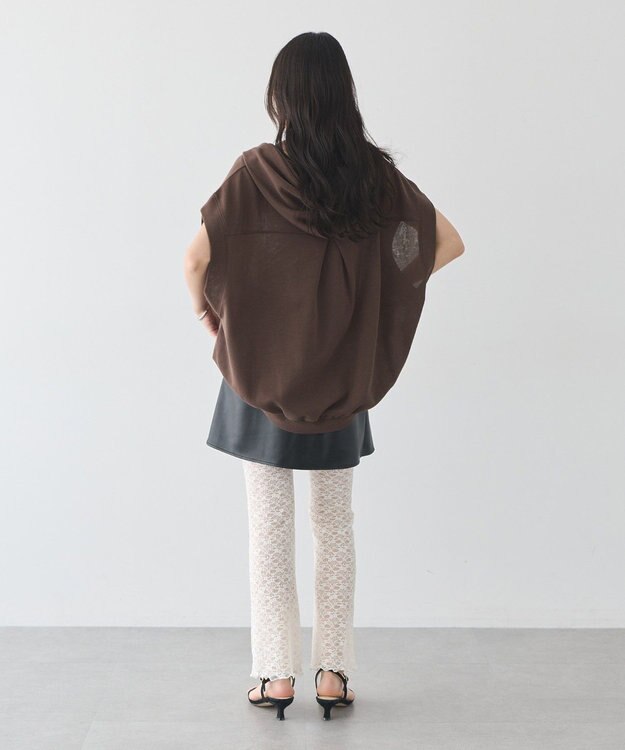 earth music&ecology シアーダンボールフーディーベスト Brown