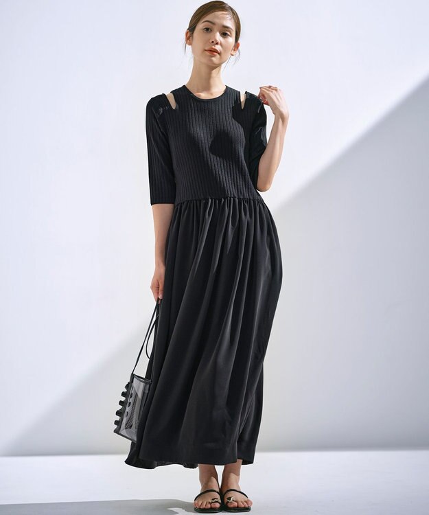 組曲 L 【組曲×setsuko sagittaire】ニットコンビドレス ブラック系