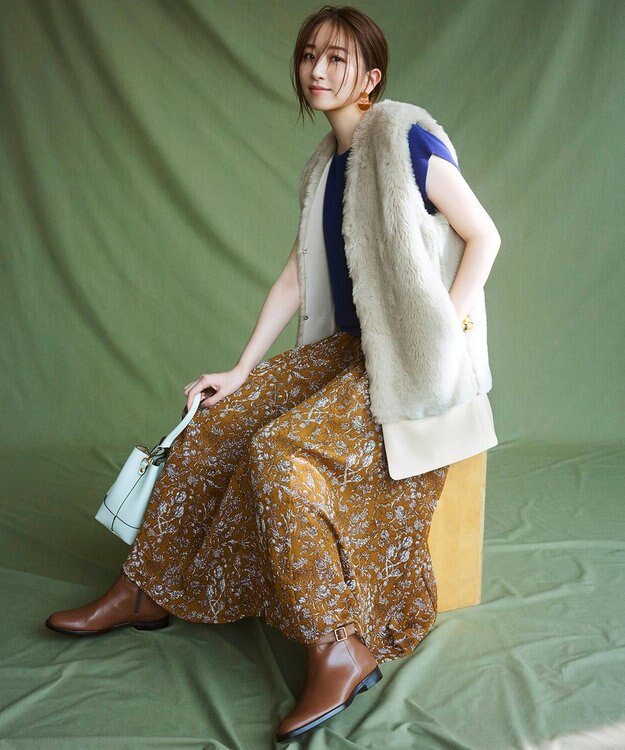 23区 ECOPEL エコファー コンビ ジレ ベージュ系