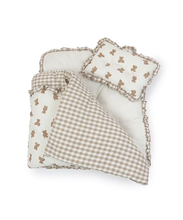 PET PARADISE ペットパラダイス ペット木製ベッド＆くまちゃん柄布団 ベッド＆くま柄布団セット