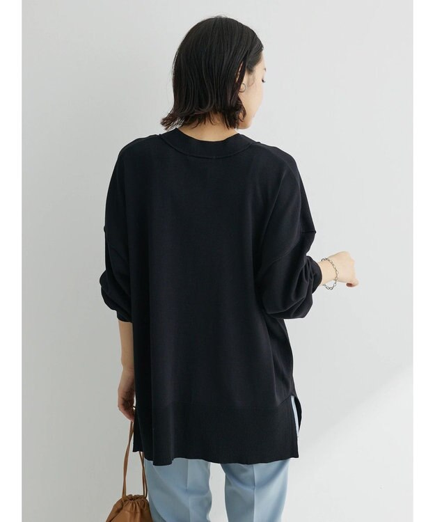 Green Parks 洗える　ミドル丈カーディガン Black