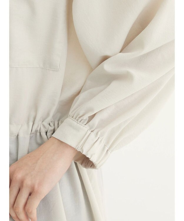 Green Parks ミディ丈ドロストシャツワンピース Light Beige