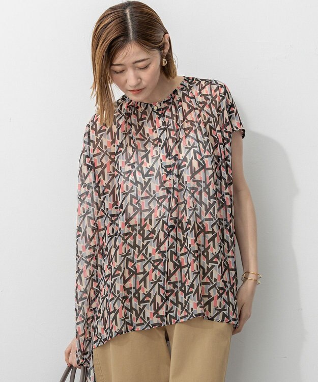 23区 【洗える】Ratti アブストラクトプリント ブラウス オレンジプリント