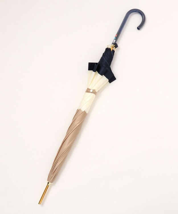 MOONBAT 【耐風】FURLA 長傘 カラーボーダー 日本製 ネイビーブルー