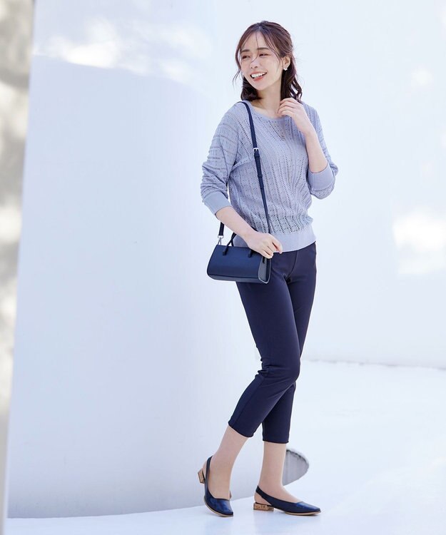 Tiaclasse 【洗える】透かし編みドルマンニットトップス ラベンダー