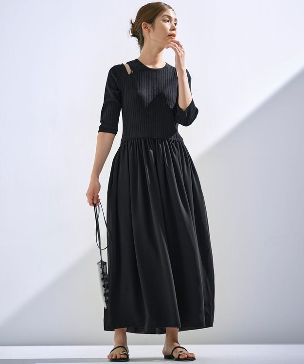 組曲 L 【組曲×setsuko sagittaire】ニットコンビドレス ブラック系