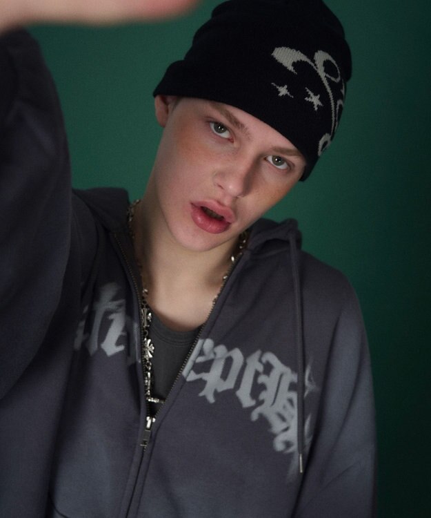 WEGO 【ユニセックス着用ITEM】グラフィックZIPパーカー スミクロ