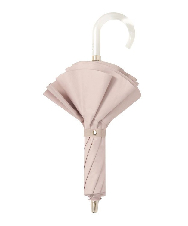 MOONBAT 【1級遮光/遮熱/UV】LANVIN en Bleu (ランバン オン ブルー)晴雨兼用日傘 ラッフルフリル 無地 チャーム付き 折りたたみ傘 楽折 ピーチ