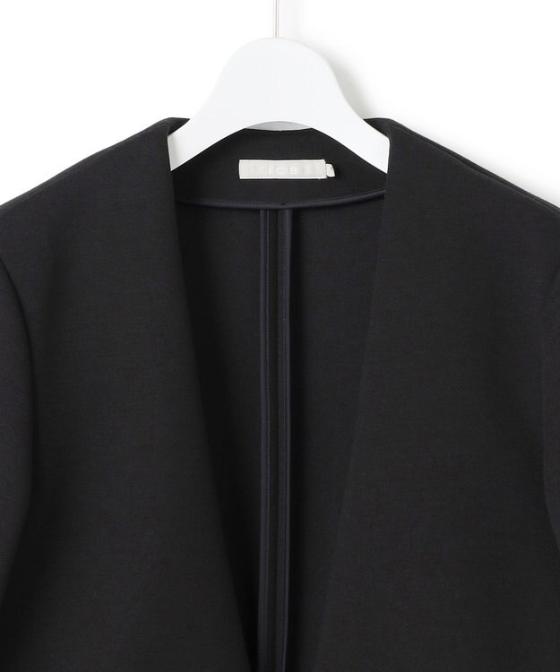 ICB L 【洗える】コンパクトWフェイス ノーカラージャケット ブラック系