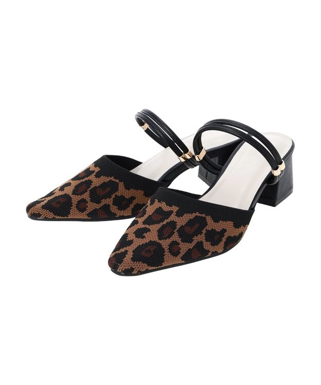 Green Parks ＲＵＰＩＳ．　ニットヒールミュール Leopard