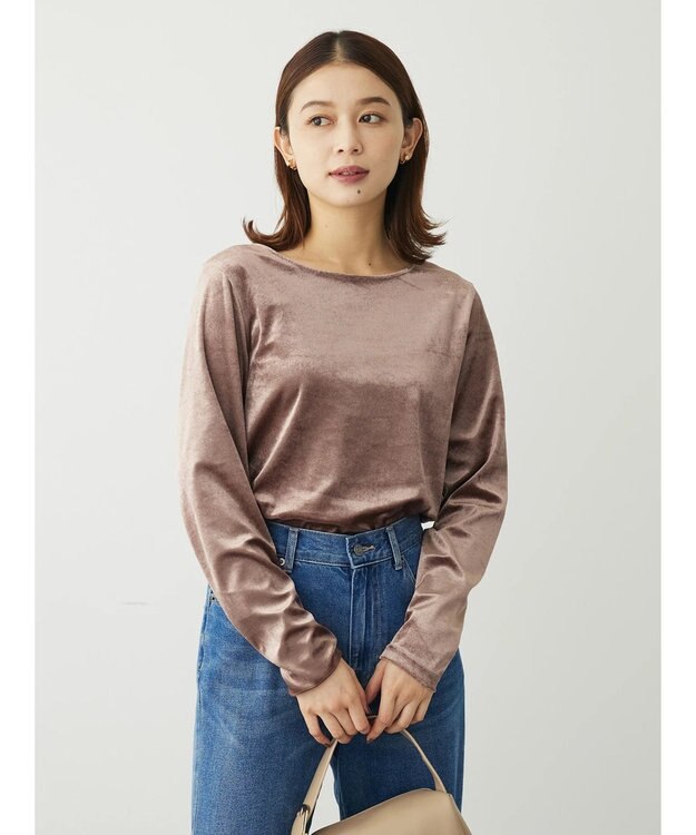 Green Parks ・ＥＬＥＮＣＡＲＥ　ＤＵＥ　ベロアクルーロングＴＥＥ Mocha