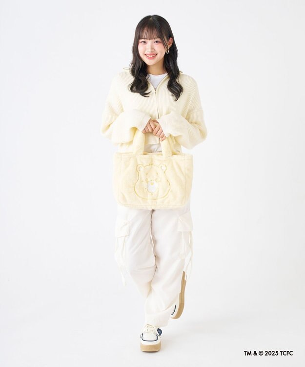 MOONBAT Care Bears(ケアベア) フェイクファーバッグ A4サイズ 手洗い可能 ライトイエロー