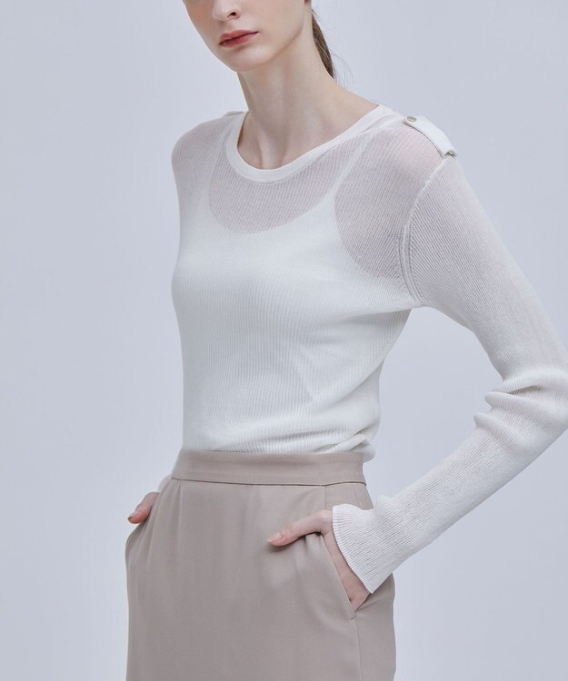 BEIGE， LIANE / リブニットトップス Ecru
