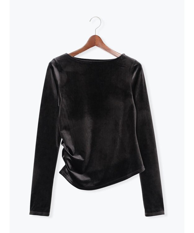 Te chichi ベロアサイドギャザートップス チャコールグレー