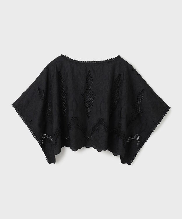 GRACE CONTINENTAL 刺繍ポンチョトップ ブラック