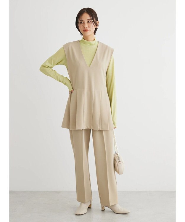 Green Parks ・Ｐｅｔｉｔ　Ｆｌｅｕｒ　タックテーパードパンツ Gray Beige