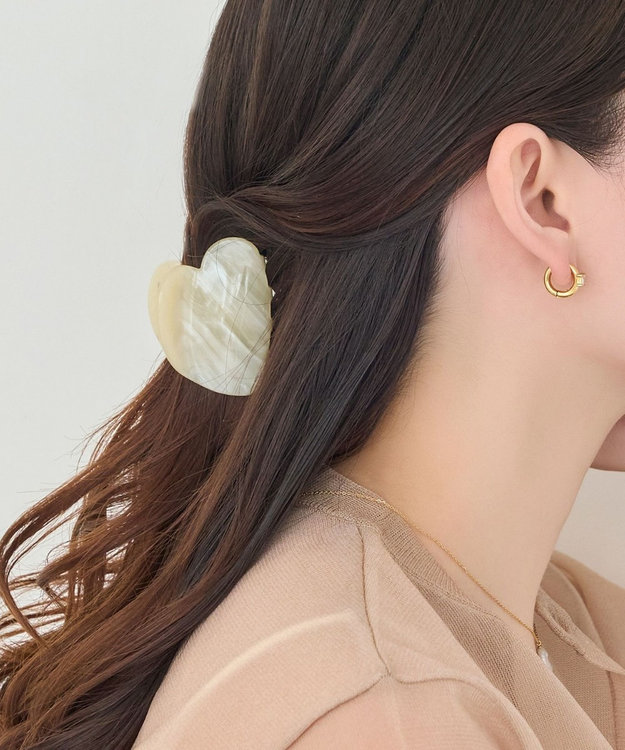 Phoebe マーブルハートバンスクリップ　ホワイト